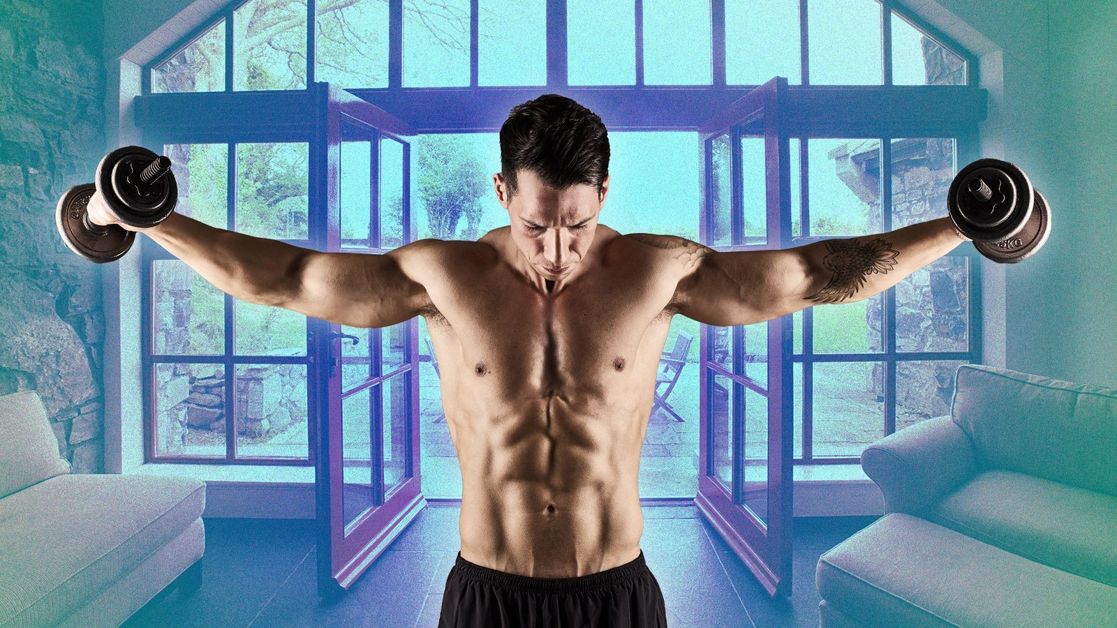 Home fitness workout scene